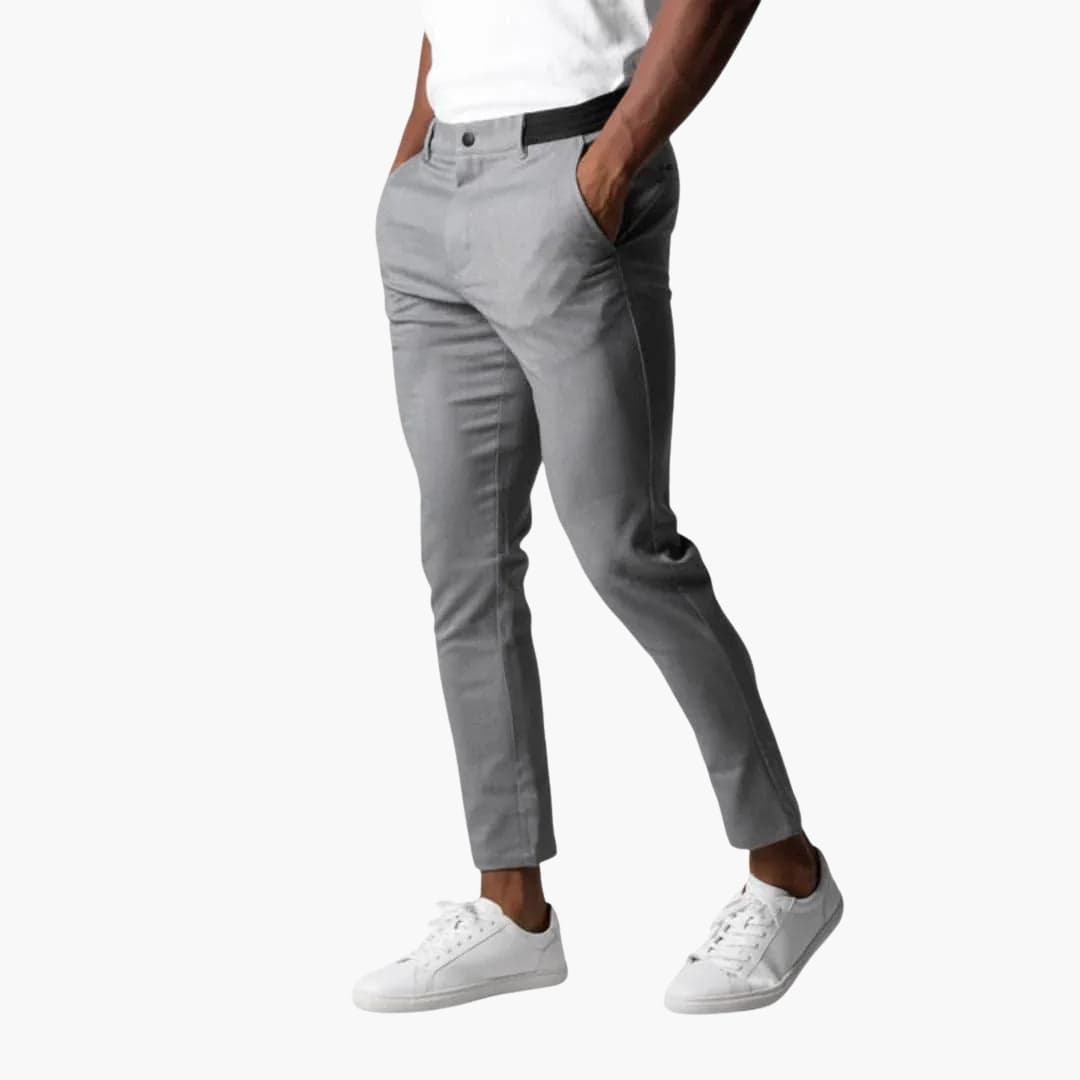 Men's chino pants with button closure