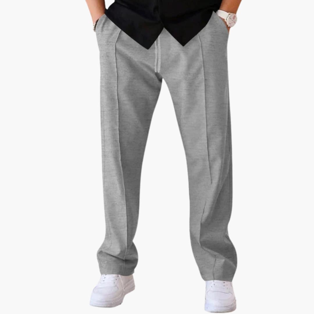 Men's pants with wide legs and elastic waist