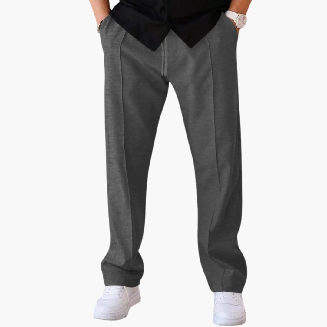 Men's pants with wide legs and elastic waist