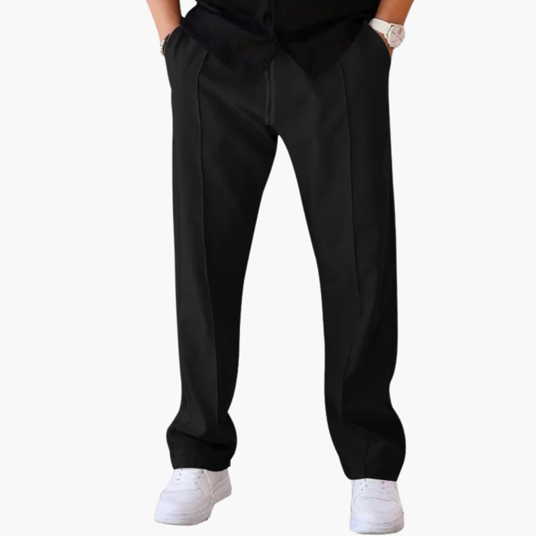 Men's pants with wide legs and elastic waist
