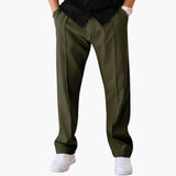 Men's pants with wide legs and elastic waist