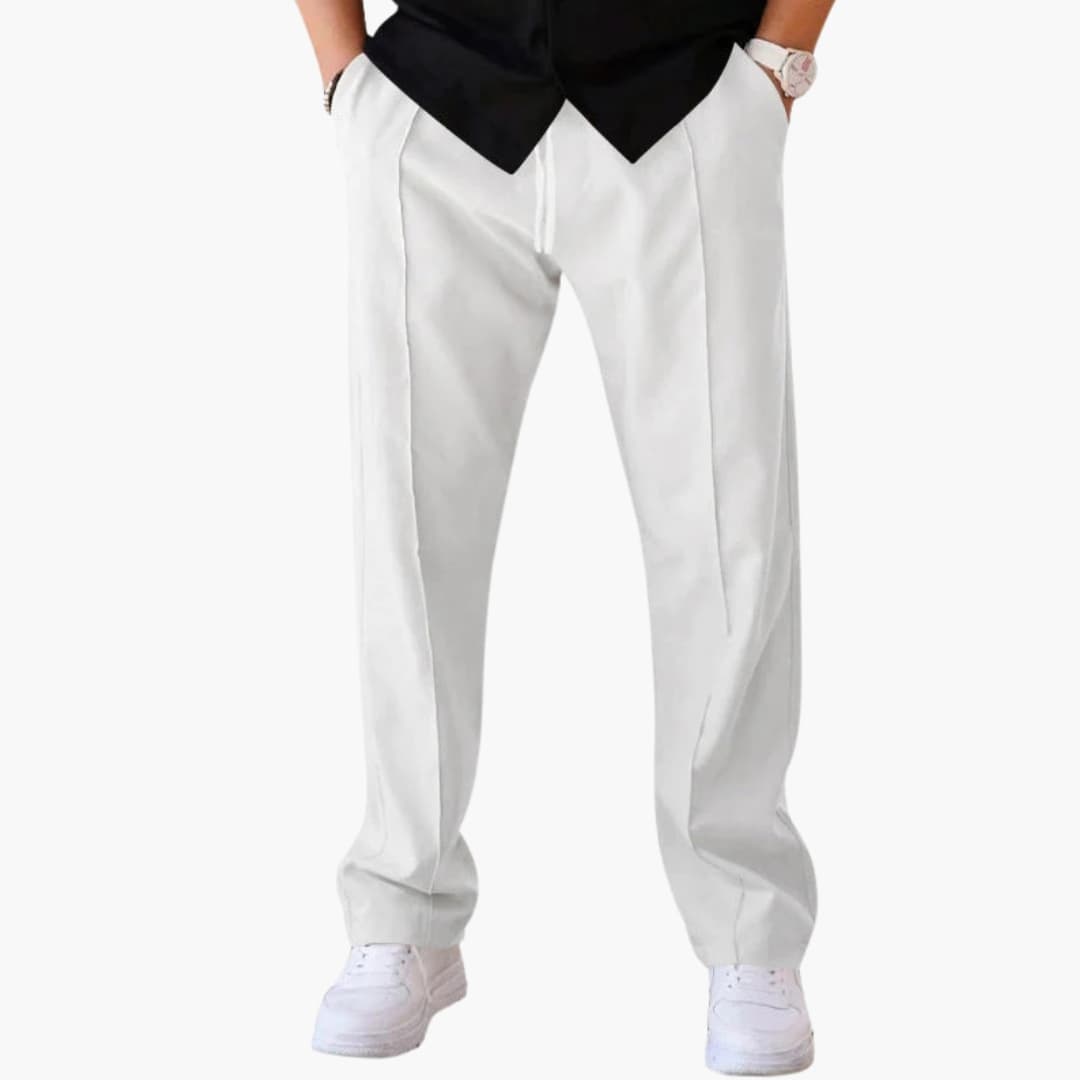 Men's pants with wide legs and elastic waist