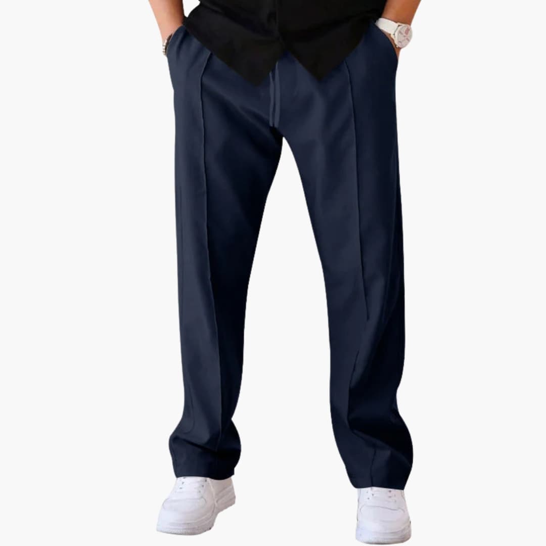 Men's pants with wide legs and elastic waist