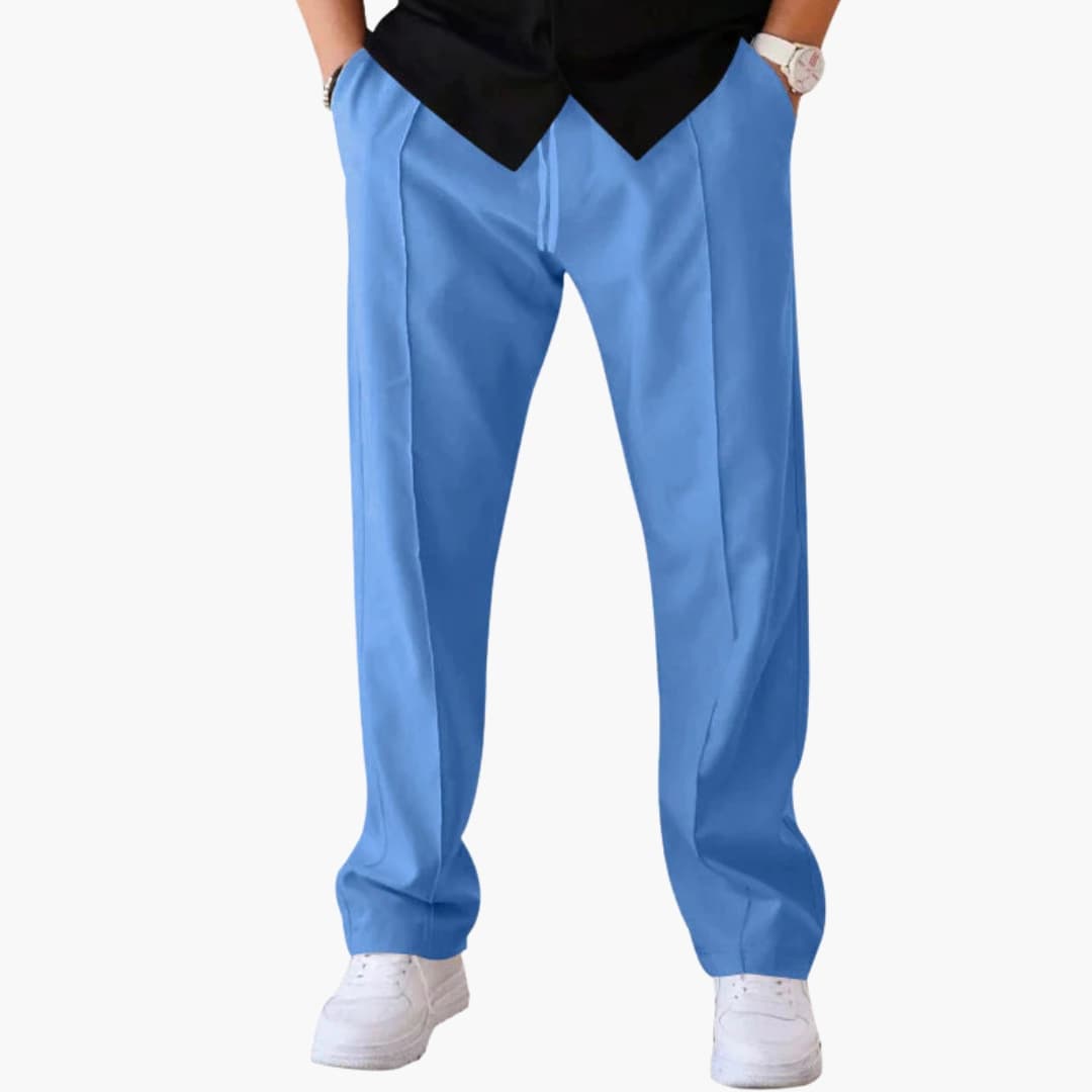 Men's pants with wide legs and elastic waist