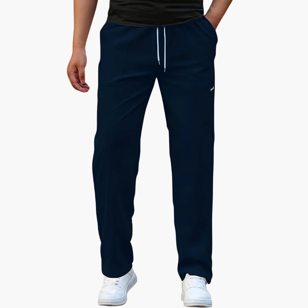 Casual straight pants for men with drawstring waist and side pockets