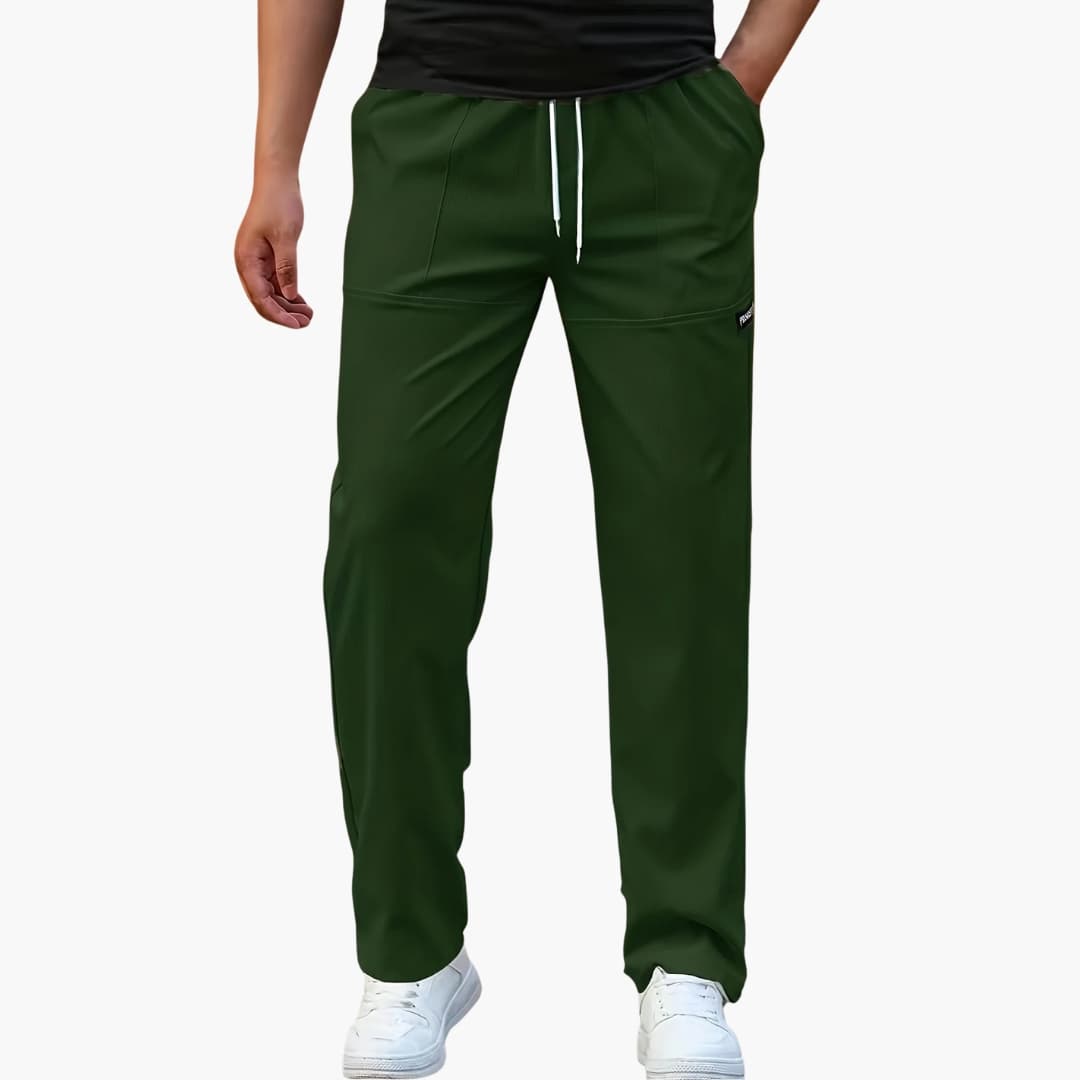 Casual straight pants for men with drawstring waist and side pockets