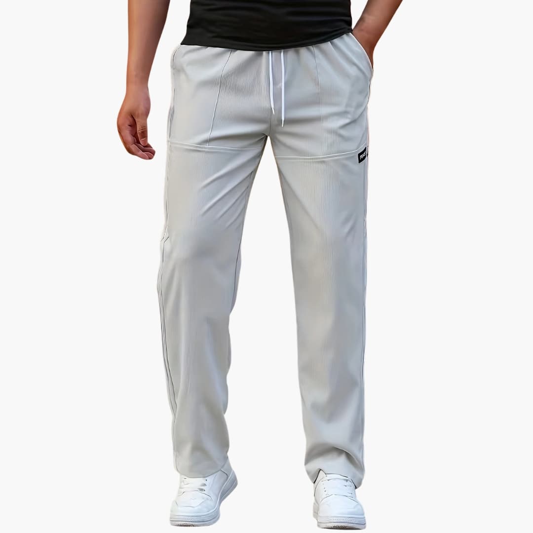 Casual straight pants for men with drawstring waist and side pockets