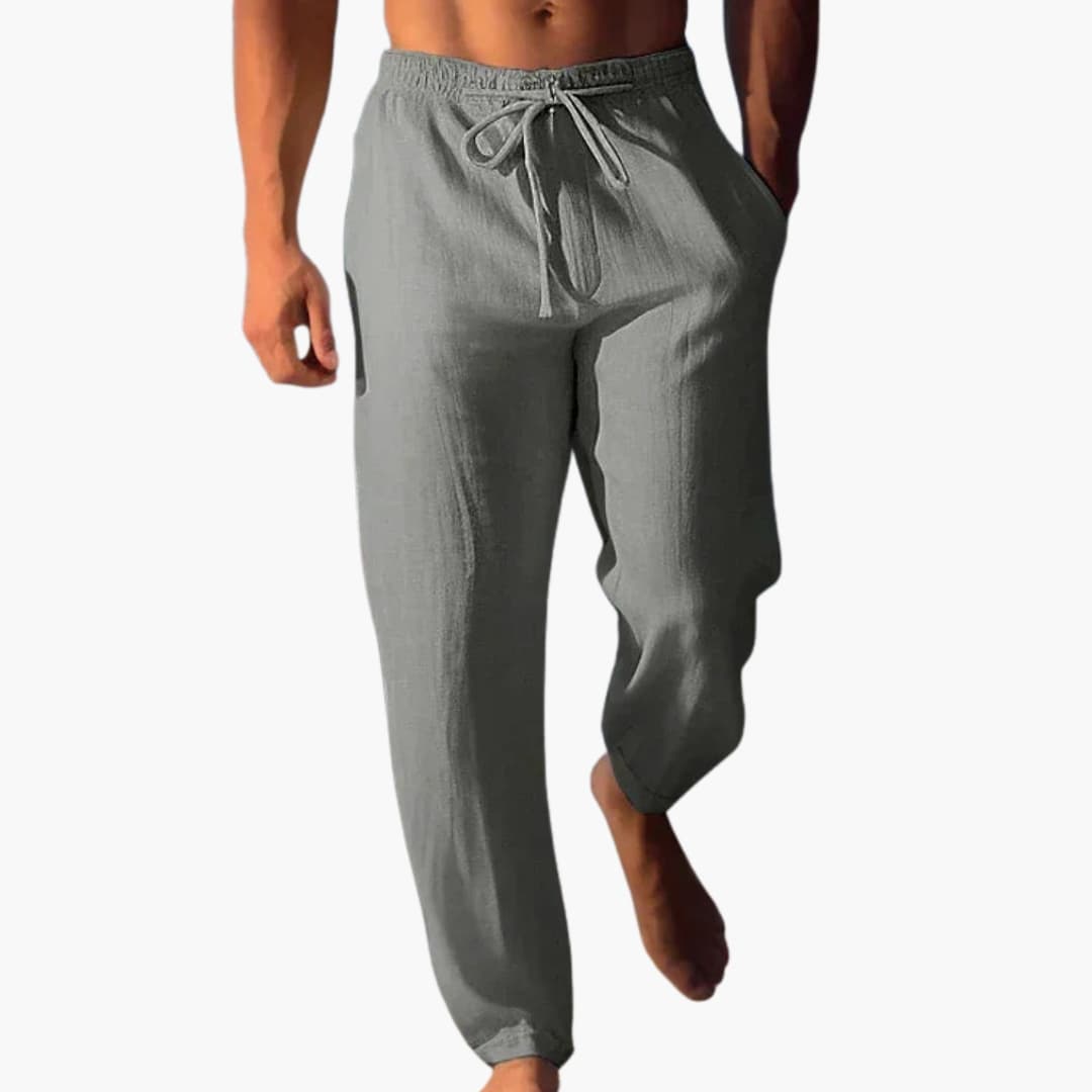 Men's pants with elastic waistband and drawstring