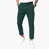 Men's slim fit casual ankle pants with front seam