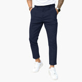 Men's slim fit casual ankle pants with front seam
