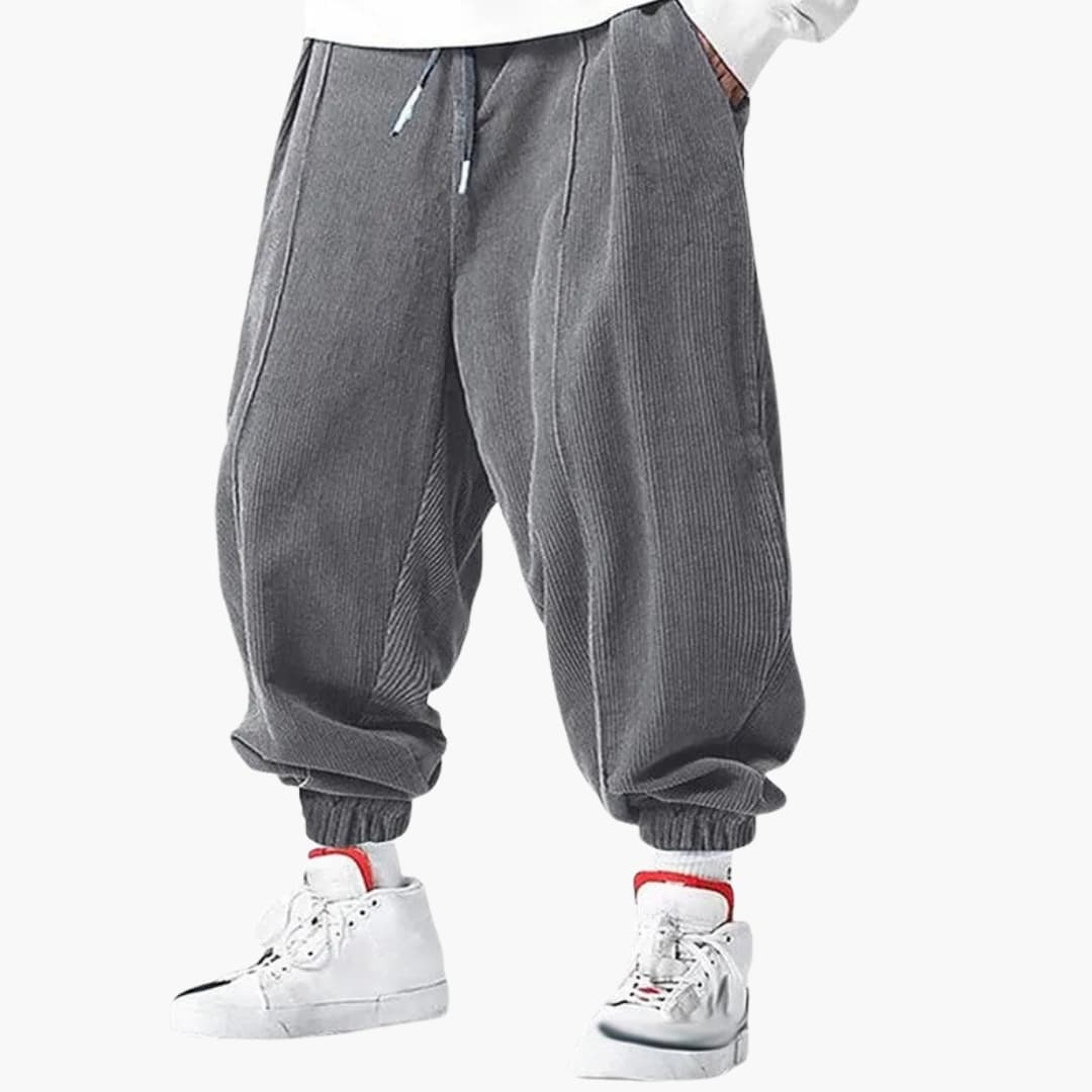 Men's casual corduroy pants with drawstring waist