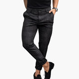 Men's slim plaid pants with modern tailored style