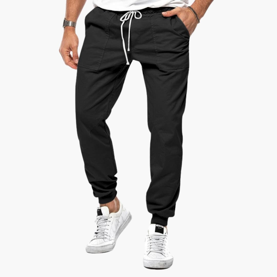 Men's casual jogger pants in micro-stretch with adjustable waist