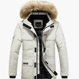 Men's parka with hood and zipper closure