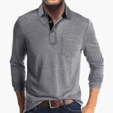 Men's Long Sleeve Polo with Chest Pocket