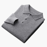 Men's Long Sleeve Polo Sweater with Button Placket