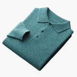 Men's Long Sleeve Polo Sweater with Button Placket