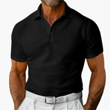 Men's short-sleeve polo shirt with classic collar and button placket