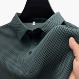 Men's short-sleeve polo shirt with classic collar and button placket