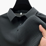 Men's short-sleeve polo shirt with classic collar and button placket