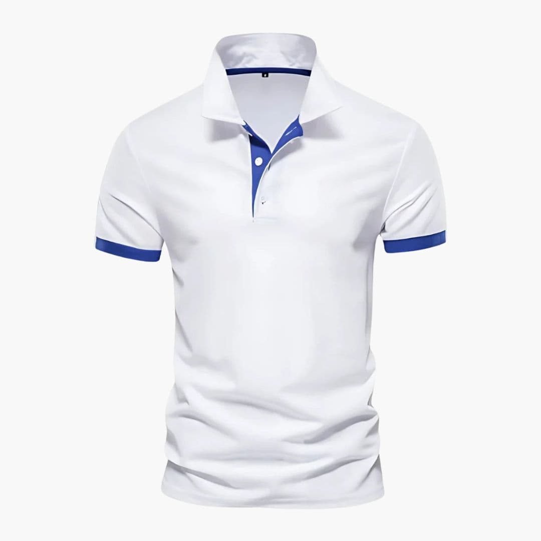 Men's polo shirt with contrast collar and short sleeves