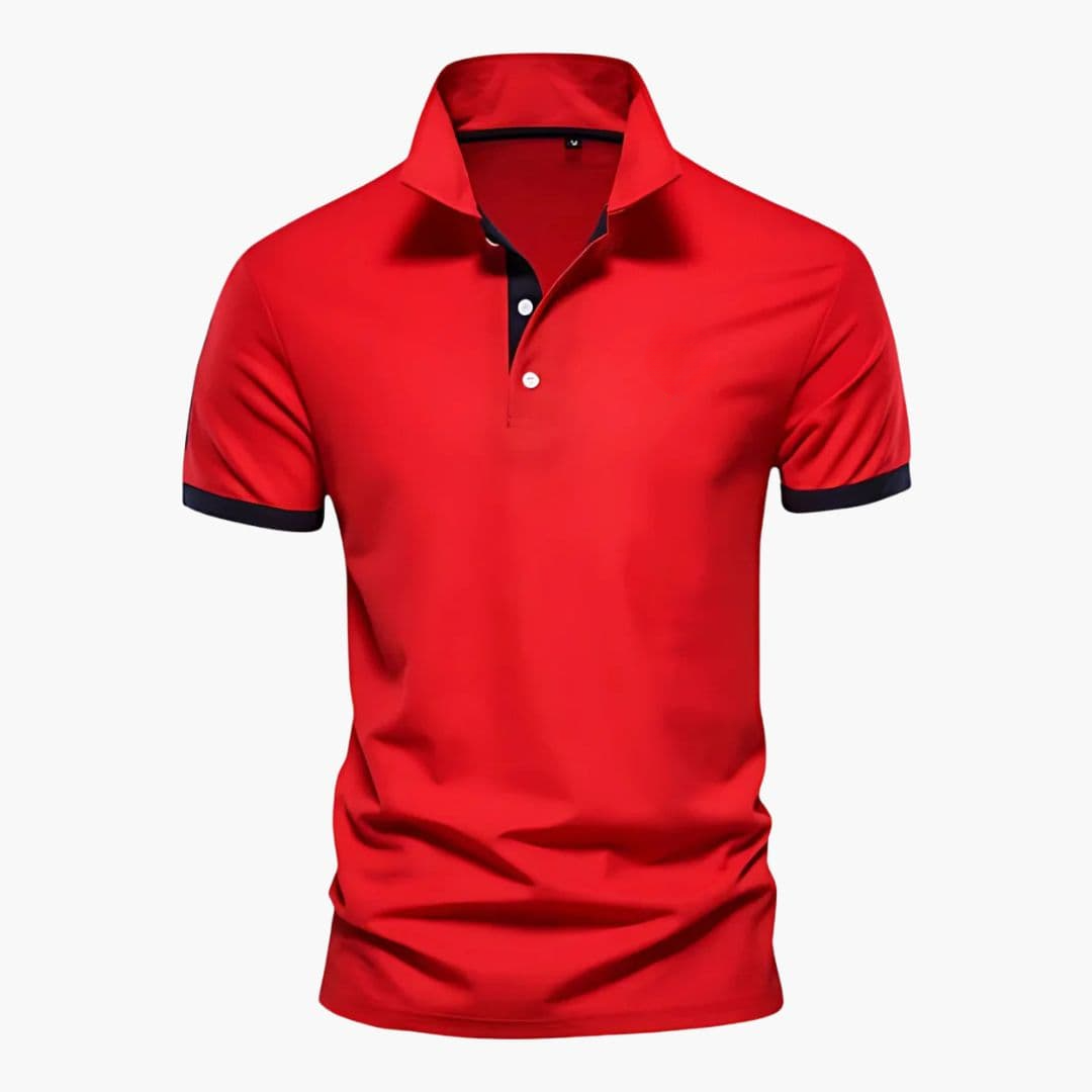 Men's polo shirt with contrast collar and short sleeves