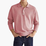 Men's long-sleeve polo with button placket