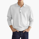 Men's long-sleeve polo with button placket