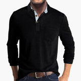 Men's polo with buttoned placket and chest pocket