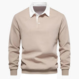 Men's polo with classic collar and long sleeves