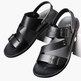 Men's sandals with adjustable strap and crossed strap design