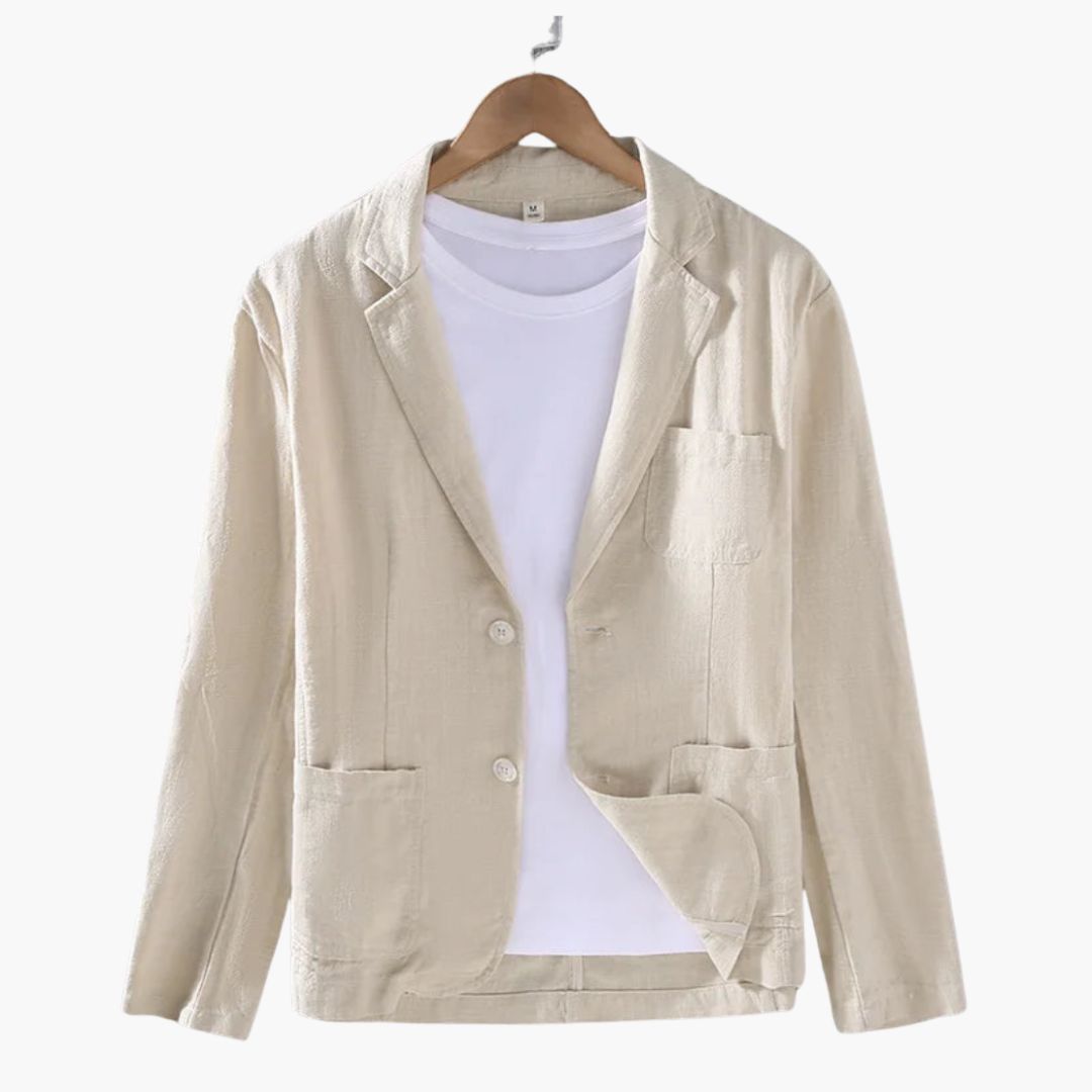 Men's Blazer Jacket with Notched Lapel Collar
