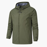 Men's Jacket with Adjustable Hood and Zipper Closure