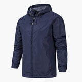 Men's Jacket with Adjustable Hood and Zipper Closure
