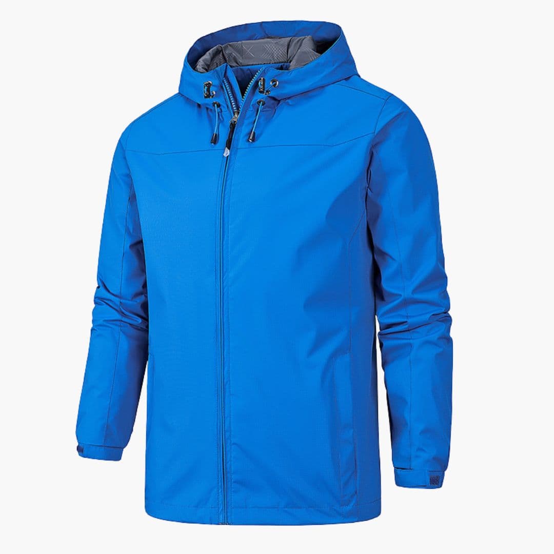 Men's Jacket with Adjustable Hood and Zipper Closure