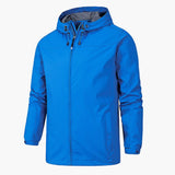 Men's Jacket with Adjustable Hood and Zipper Closure