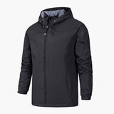 Men's Jacket with Adjustable Hood and Zipper Closure