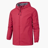 Men's Jacket with Adjustable Hood and Zipper Closure