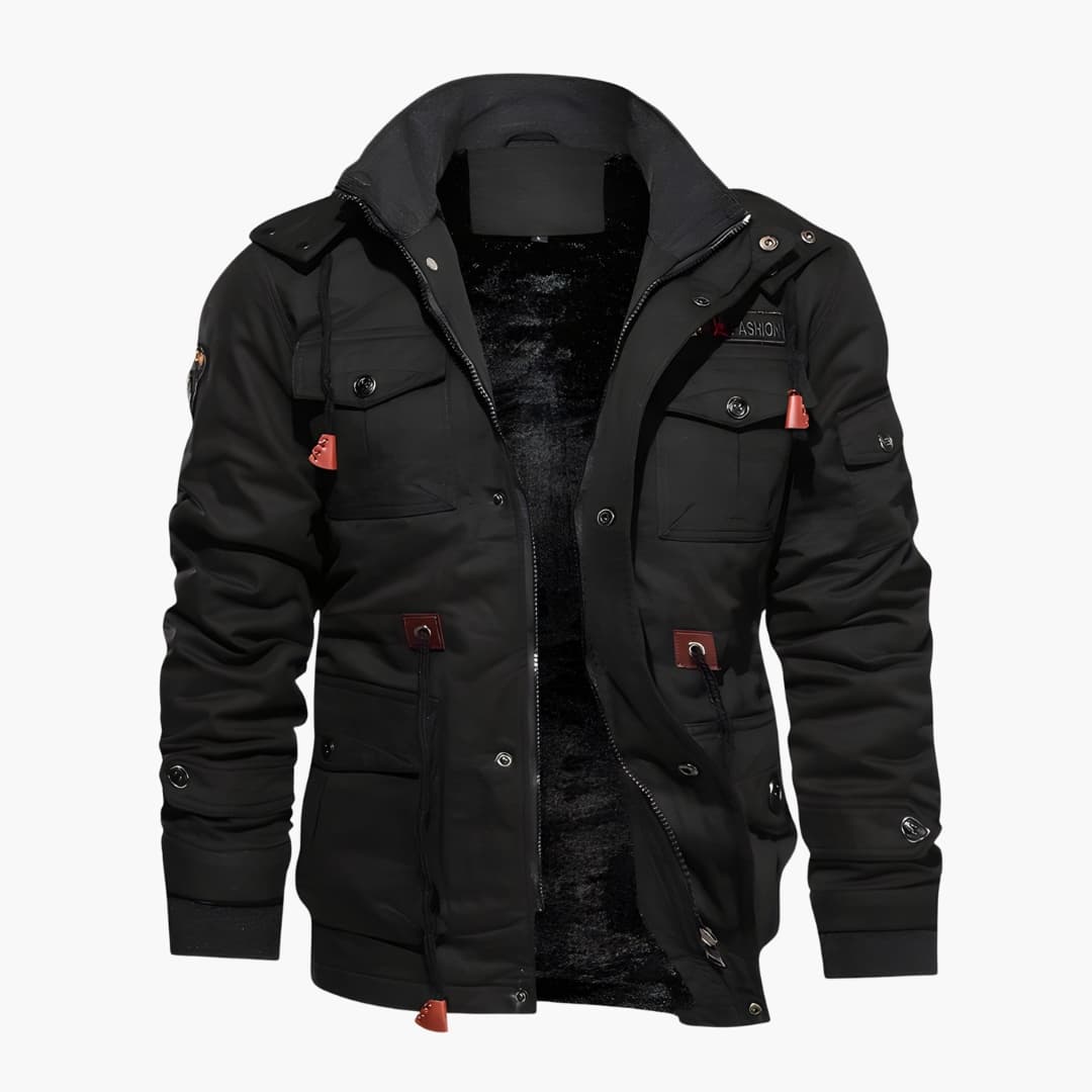 Men's Hoodie Jacket with Multiple Front Pockets