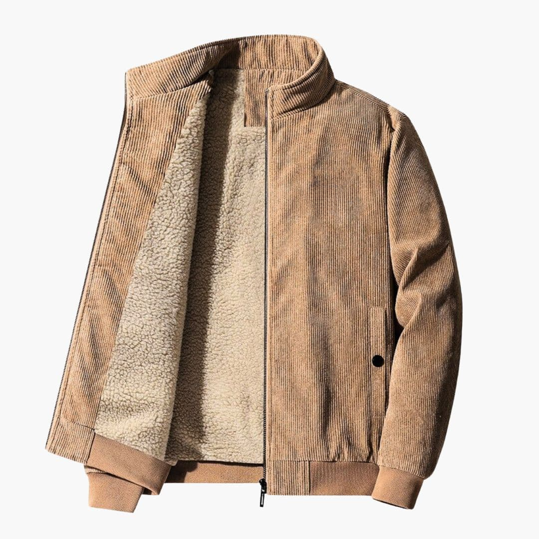 Men's Corduroy Jacket with Zipper Closure