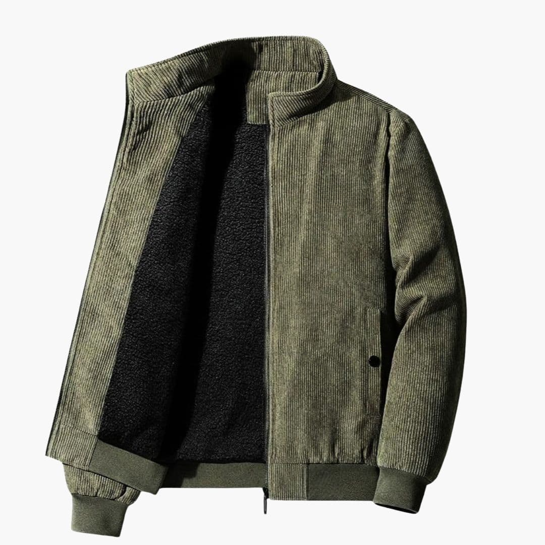 Men's Corduroy Jacket with Zipper Closure
