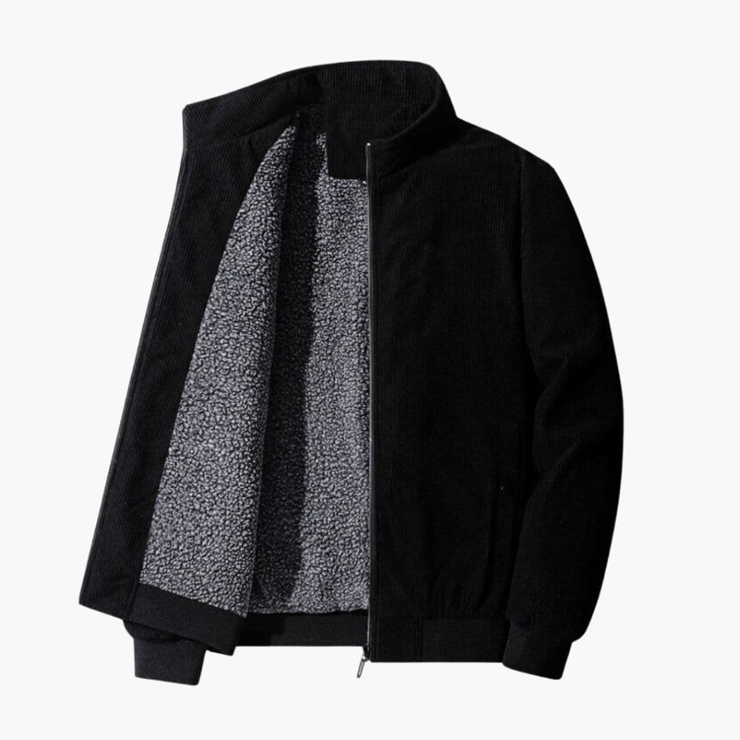 Men's Corduroy Jacket with Zipper Closure