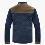 Quilted Jacket for Men with Stand-up Collar and Snap Button Closure