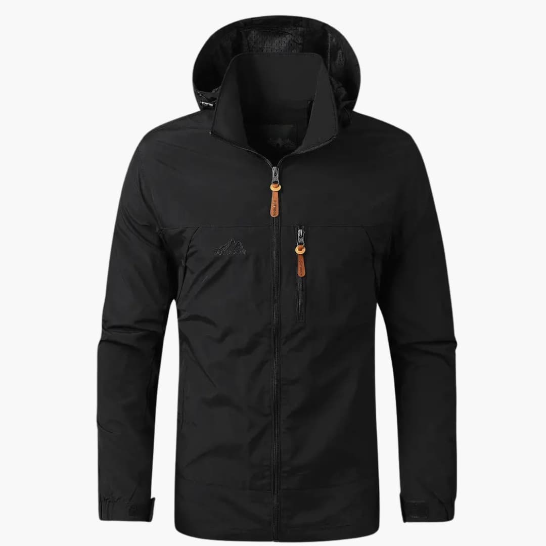 Men's Hoodie Jacket with Front Zipper Closure and Chest Pocket