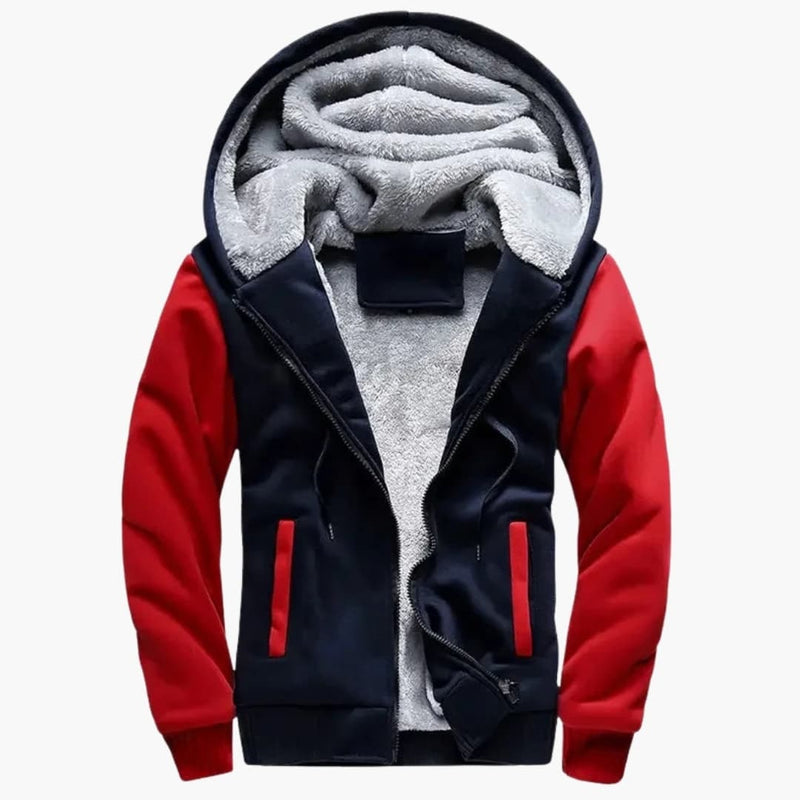 Men's hooded jacket with zip closure and front pockets