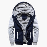 Men's hooded jacket with zip closure and front pockets