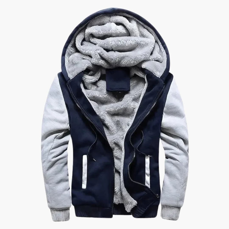 Men's hooded jacket with zip closure and front pockets