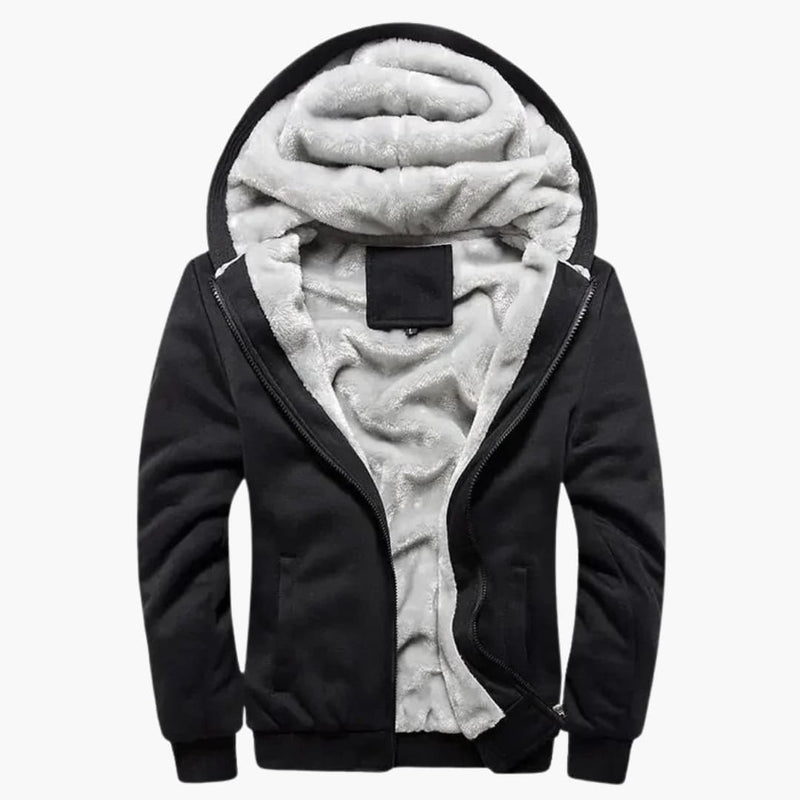 Men's hooded jacket with zip closure and front pockets