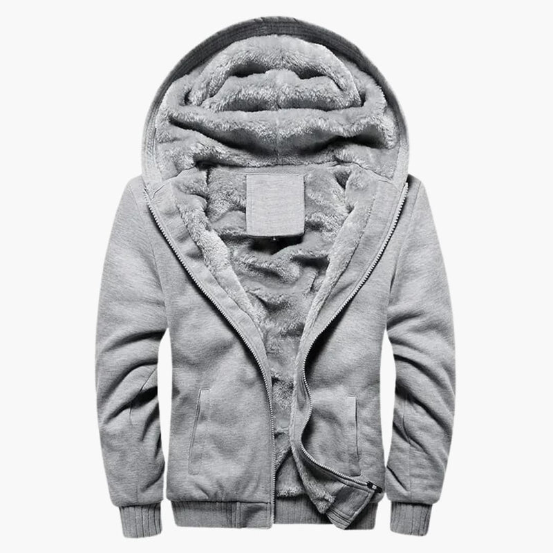 Men's hooded jacket with zip closure and front pockets