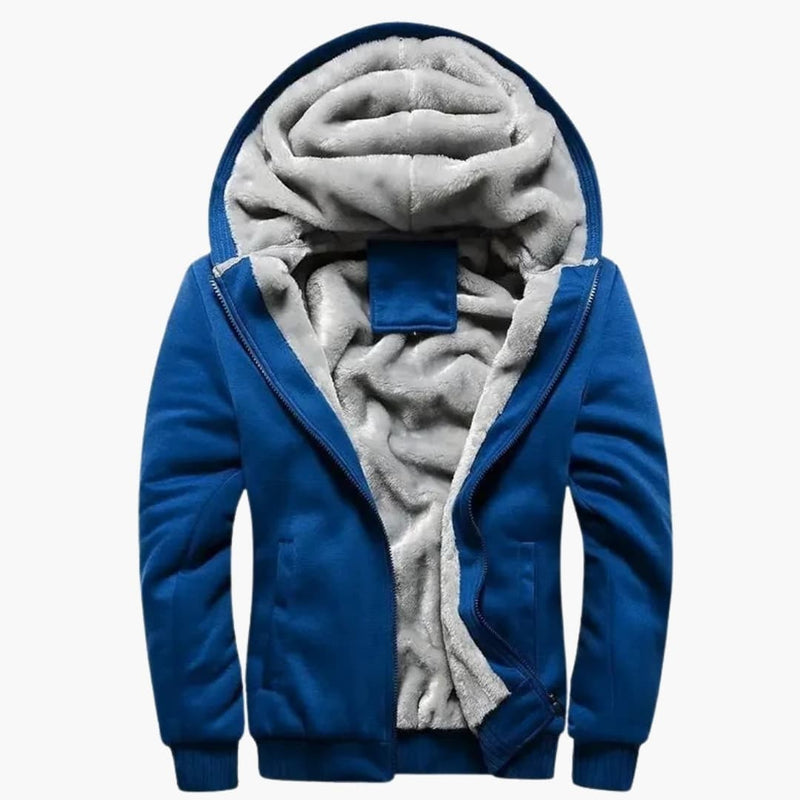 Men's hooded jacket with zip closure and front pockets